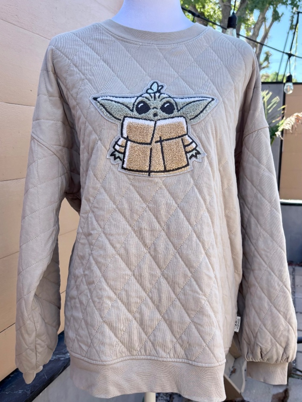 Disney Parks Star Wars Grogu Quilted Pullover Sweatshirt-Size L